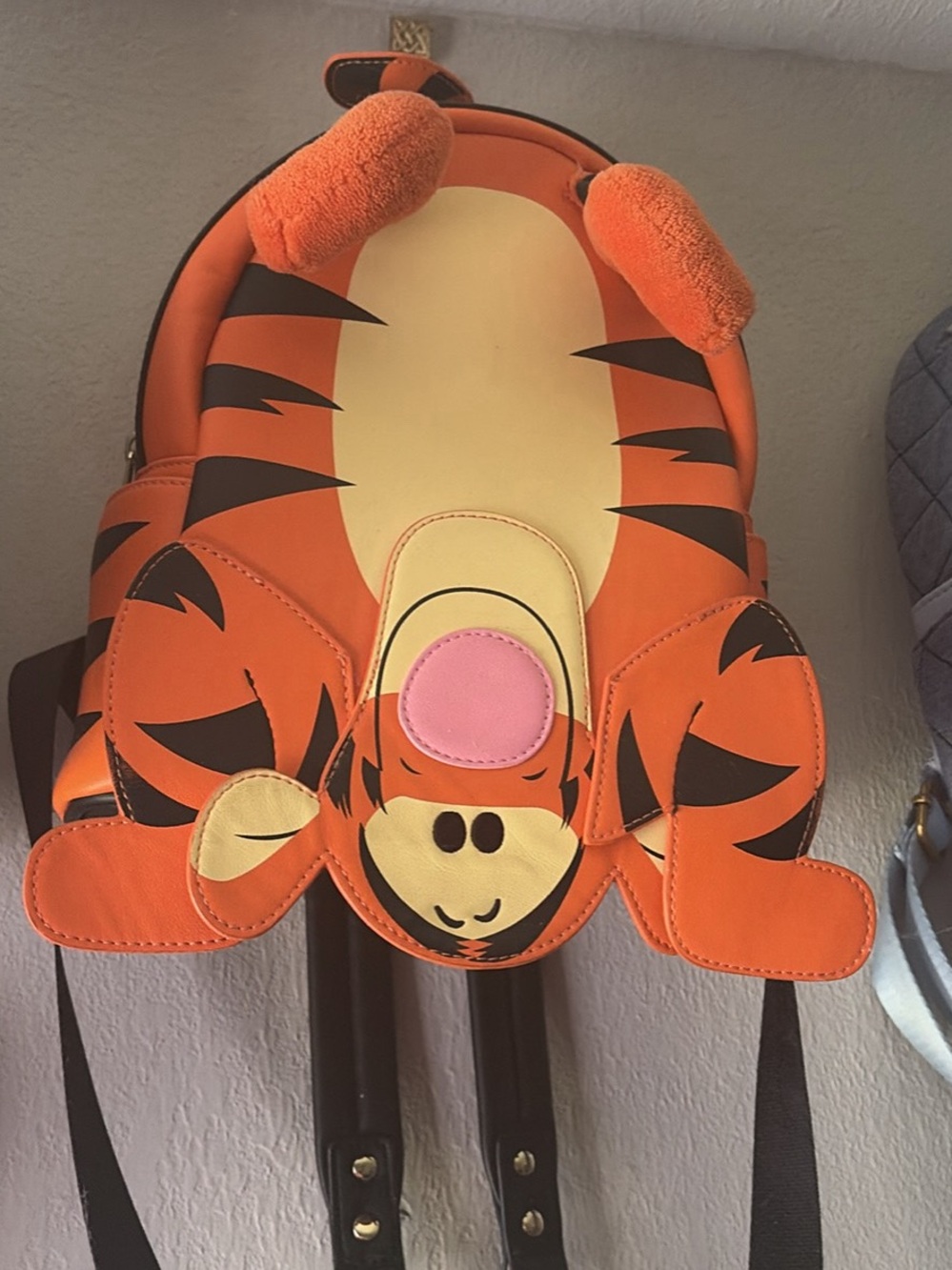 Loungefly Orange Tigger Character Backpack with Pink Nose Accent